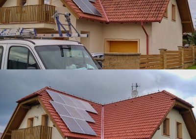 Porovnání stavu střechy rodinného domu v Popovičkách před čištěním a po