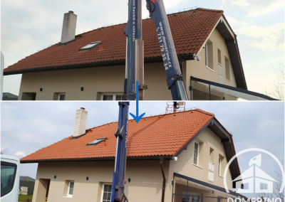 Porovnání stavu střechy rodinného domu v Doubravčicích před čištěním a po čištění včetně nástřiku nano impregnace