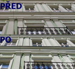 detailní rozdíl nátěru fasády