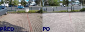 Porovnání stavu zámkové dlažby parkoviště