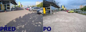 Detail porovnání stavu dlažby před a po