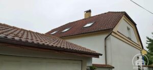 betonová krytina porostlá mechy a lišejníky