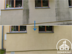Porovnání stavu fasády před čištěním od plísní a po čištění