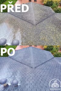 detail na střechu před a po