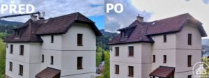 detailní porovnání před a po čištění střechy