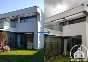 Detail porovnání stavu fasády před čištěním a po čištění