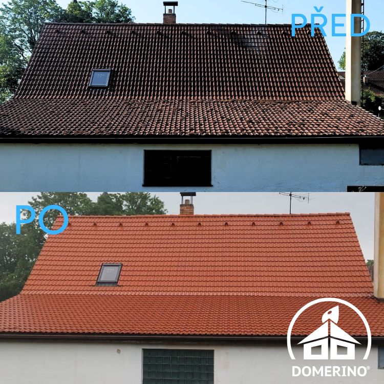 Střecha vyčištěná od mechu a lišejníku